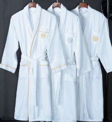 5 Star Luxury Hotel Custom logo Wholesale Bathrobe Cut Pile Embroidered 100% Cotton Bathrobe Bath Robe Spa Robe